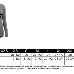 henley hoodie size chart